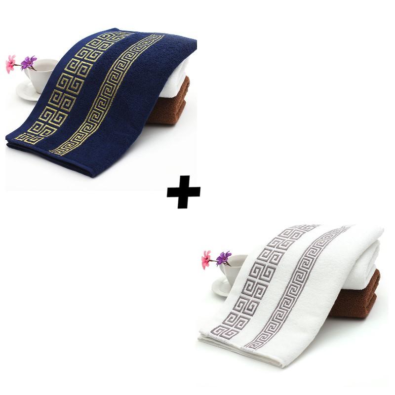 2PCS Bathroom Towels Set 100% Cotton Bath Towel For Adults Terry Towels Face Hand Washcloths For Travel Beach Sports Gym Swim