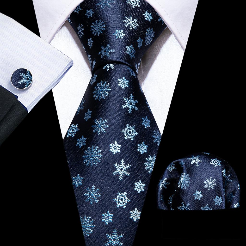 Barry.Wang Floral Ties for Men Woven Paisley Wedding Necktie Handkerchief Cufflinks Formal Casual Set