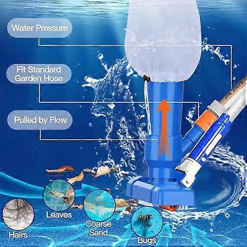 Upgraded Pool Vacuum Kit, 115cm Hot Tub Cleaner with Telescopic Pole, Brush and Mesh Leaf Bag, Pond Hoover Jet