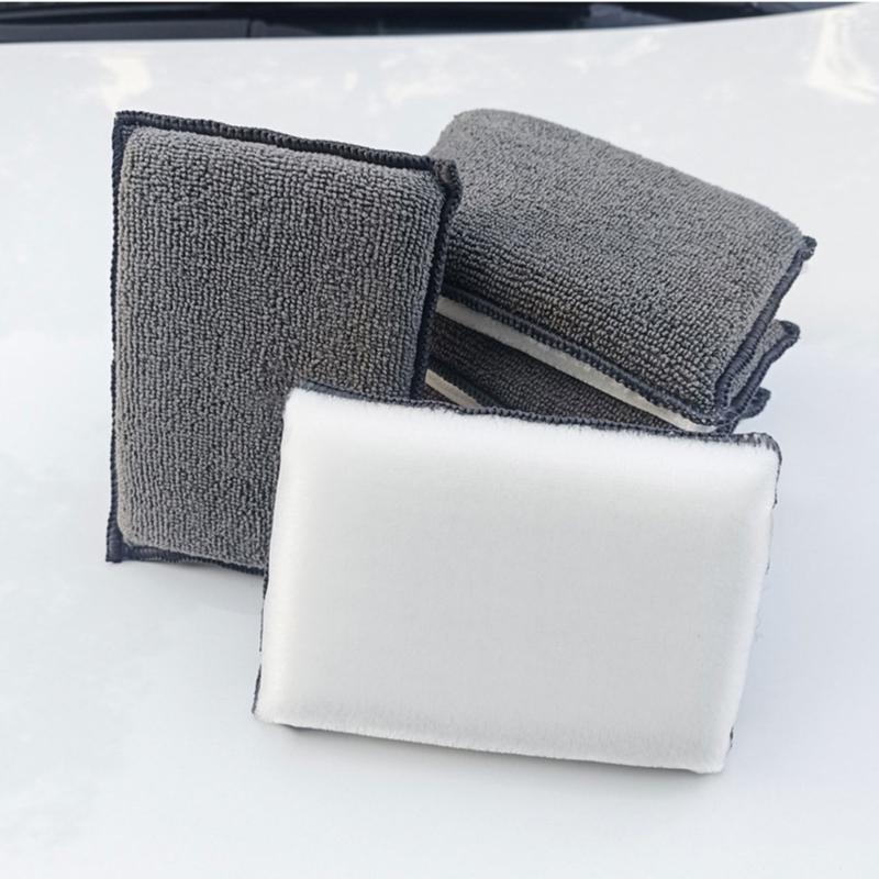 Long Lasting Microfiber Nylon Sponge Block 3X Absorbency High Durability Scrubbing Pad For Kitchen Bathroom Car Cleaning