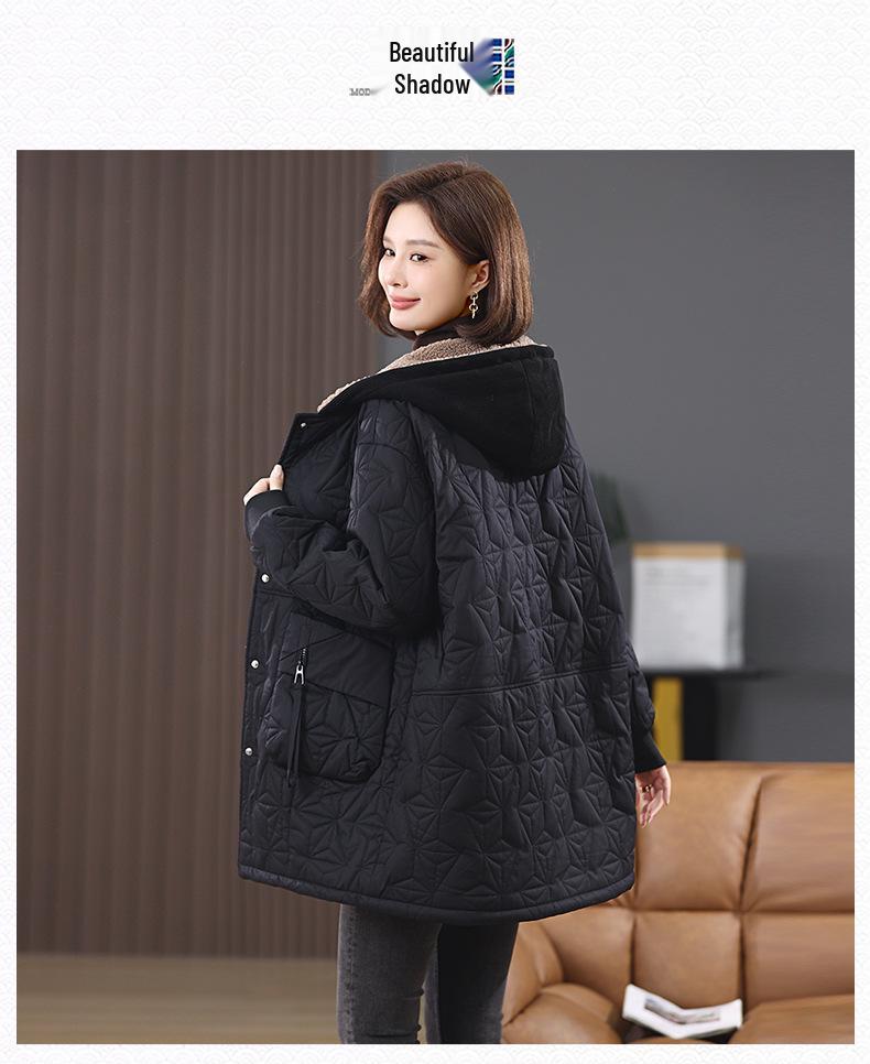Women's Plus Size Winter Fleece-Lined Cotton Jacket 2024 - Middle-Aged & Elderly Casual Warm Coat