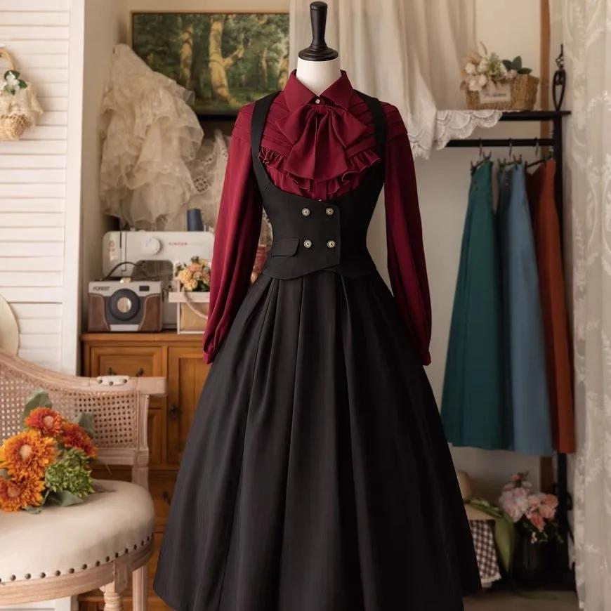 Autumn Winter Lolita Women's Y2K Half Skirt Elegant CLA Slim Fit Classical Simple Long Skirt Versatile