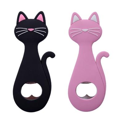 Cats Shape Beer Opener Powerful Magnets 5N Force Functional Functional Silicone Handle Home Party Essential Tool