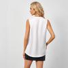 Women's Summer New V,neck Color Vest Pleated Sleeveless Satin Shirt