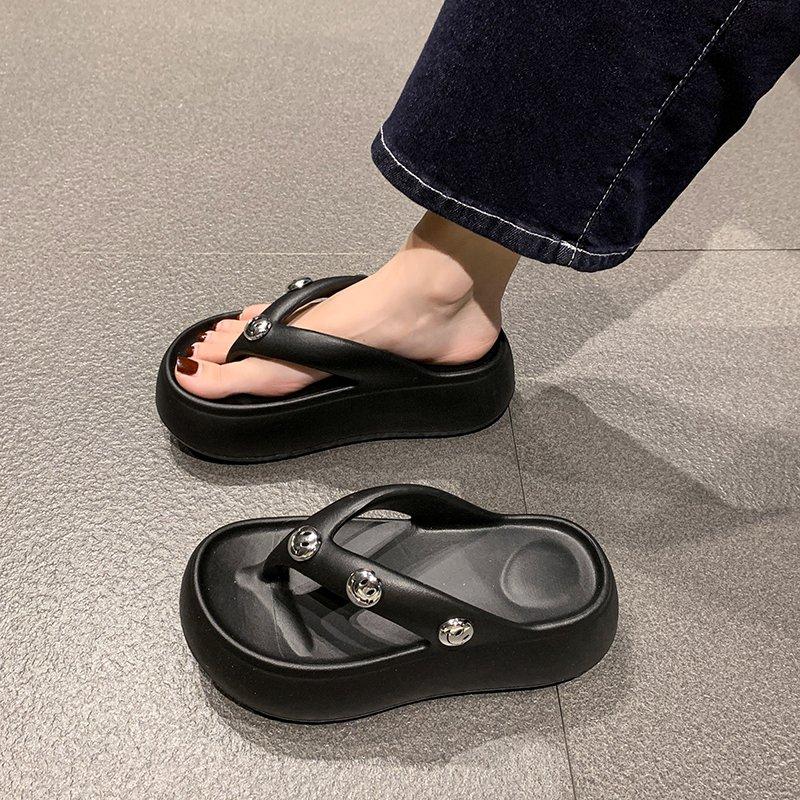 Fashion Shoes House Slippers Platform Summer Clogs Woman Rubber Flip Flops Slides Beach Soft Hawaiian Casual Leisure Beach Shoes Rubber