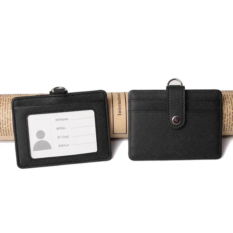 Multi-functional Card Holder with Lanyard for Men and Women Credit Cards Bank Cards Student Cards Leather Wallet ID Badge Case