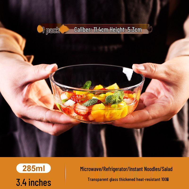 High-Temperature Resistant Transparent Glass Bowl for Salads, Soups, Rice, and Fruits - Large Multi-Purpose Tableware