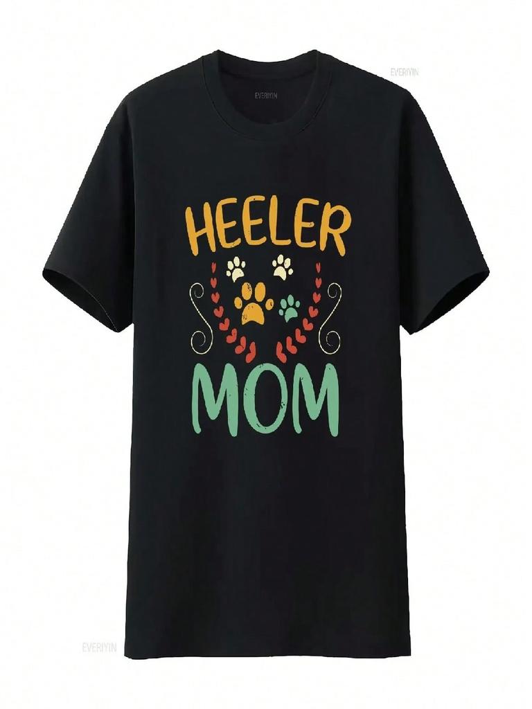 Retro Style Heeler Mom T Shirt Australian Cattle Dog Mama Cute Vintage Paw Prints Vintage Washed Fashion Stylish Graphic