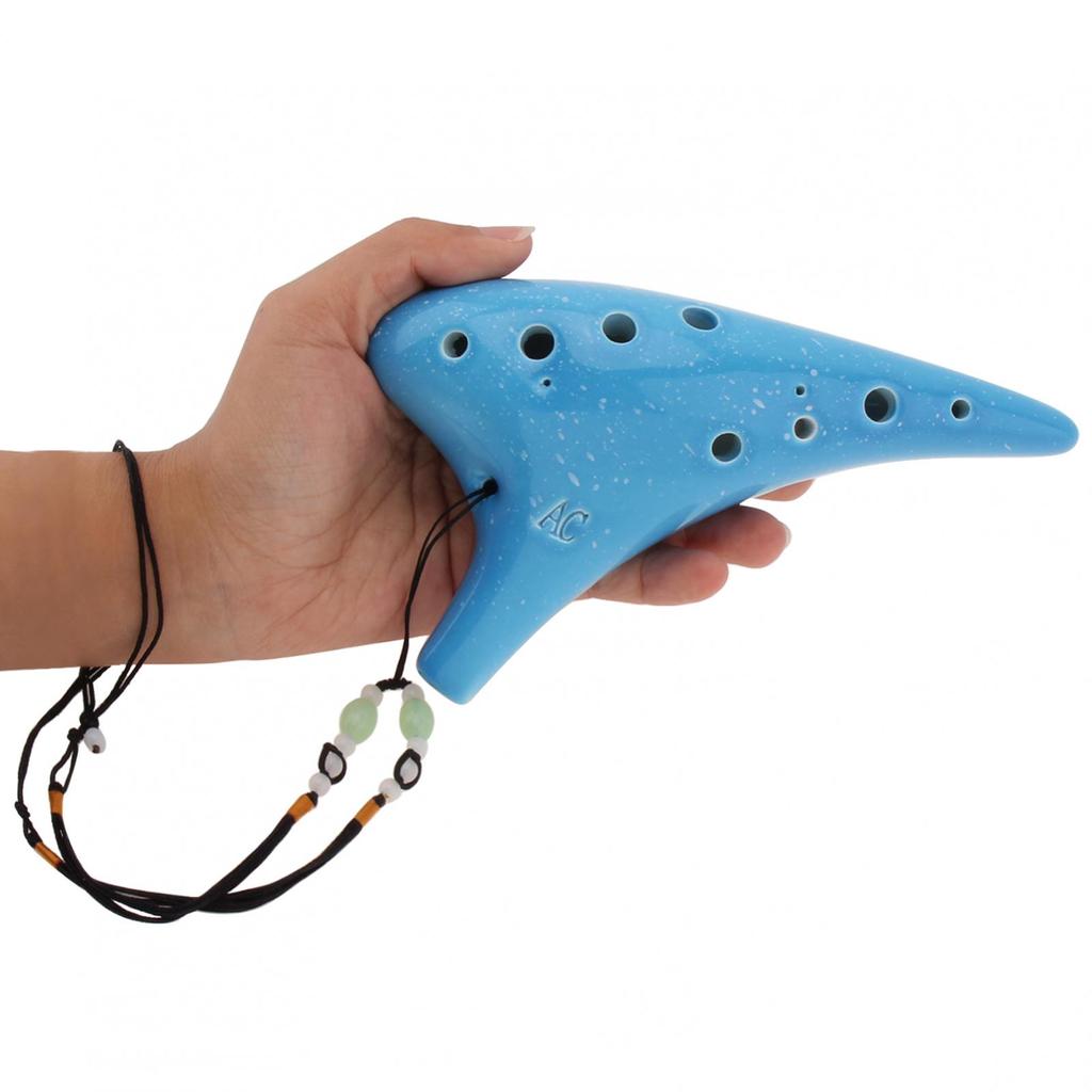 12 Holes Alto ToneC Ceramic Ocarina with Song Book Neck Cord Carry Bag, Good Gift Musical Instrument for Beginners