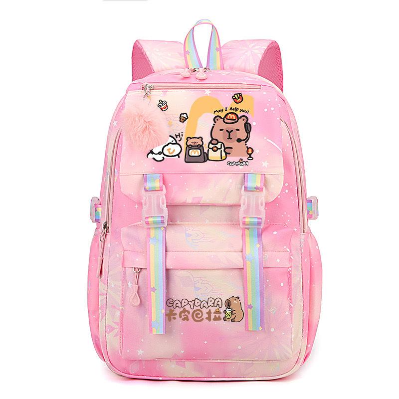 Beliebter 2025 Kapibara Capybara mehrfarbig hübsch, schmutzabweisend und langlebig, niedlicher Grundschulrucksack