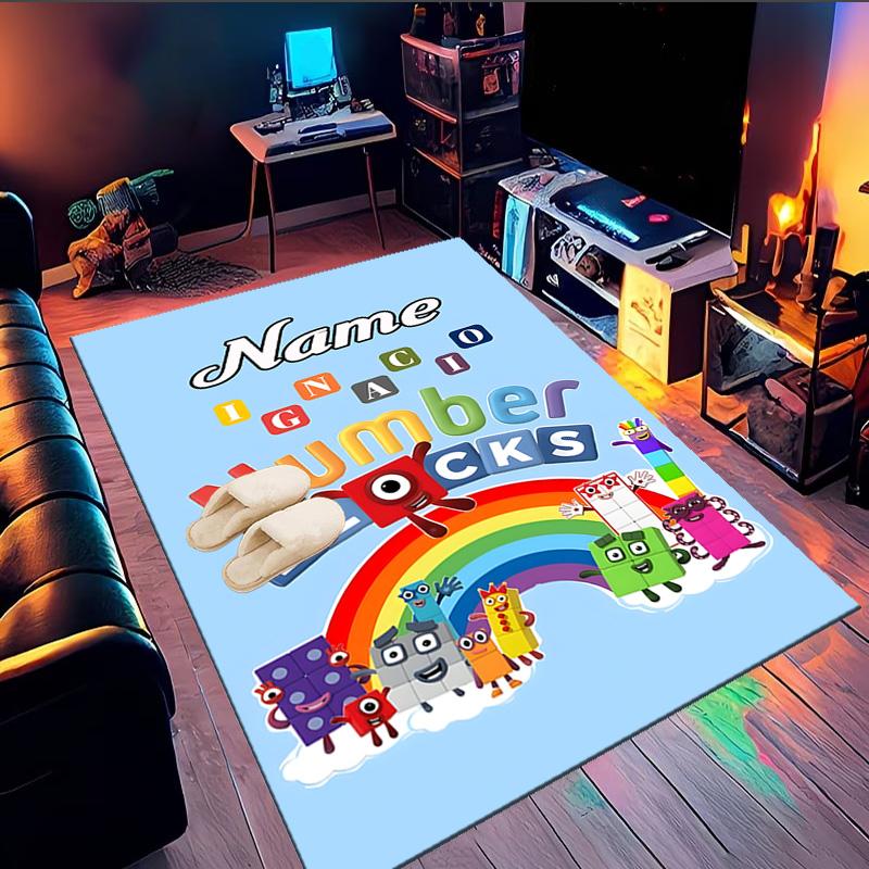 Custom Name Number Blocks Adventure Rug Game Carpet, Floor Mat for Bedroom Living Room Entryway Rug, Home Decor Idea Gift for Christmas birthday