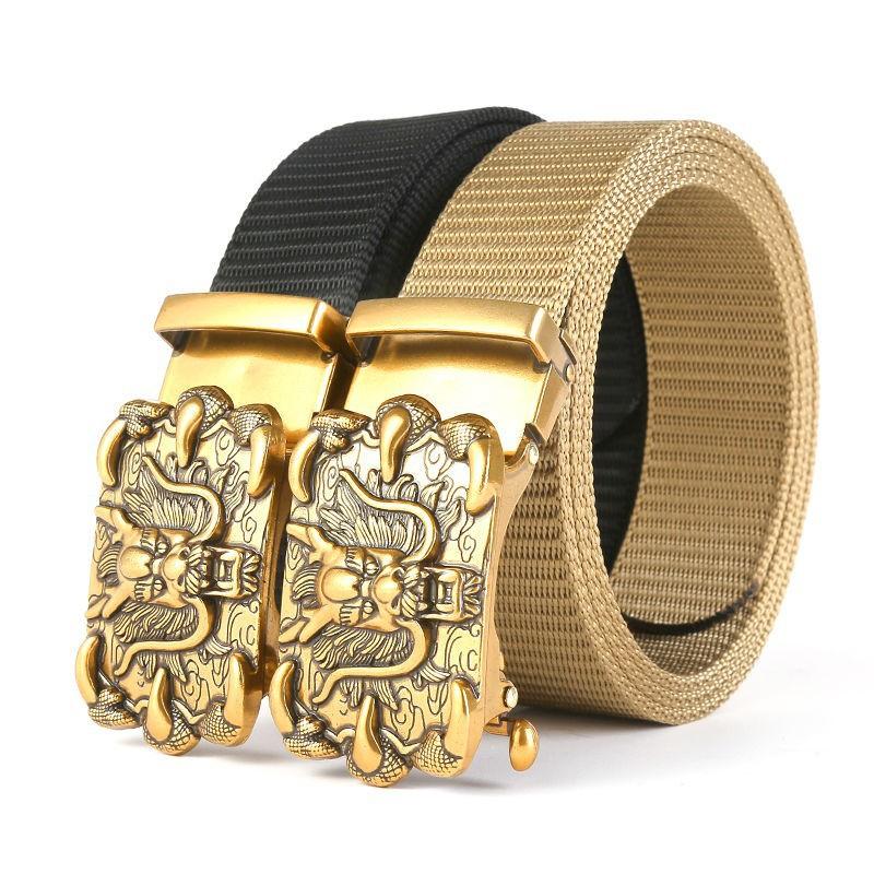 Men'S Nylon Belt Business Automatic Buckle Belt Casual Canvas Toothless Buckle Belt Strength Delivery