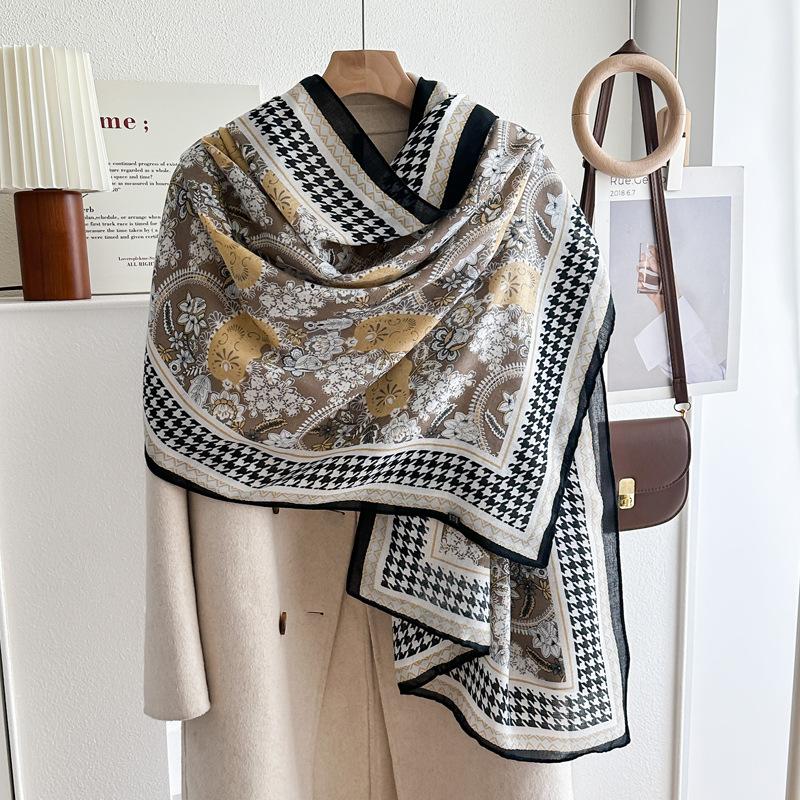 Oversized Korean Linen Shawl Dual-purpose Silk Scarf Travel Photo Sun Protection Beach Towel Extended Scarf Women's Versatile