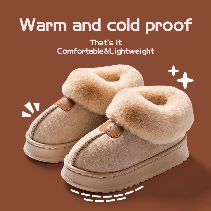 Cotton Slippers for Women Winter Snow Boots for Home and Indoor Warmth with Plush Thick Sole Couple Slippers