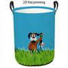 1pc Laundry Basket, Pixel Art Dog and Duck Game Pattern Dirty Clothes Basket, Large Capacity Foldable Fabric Storage Hamper with Handles for Home Laun