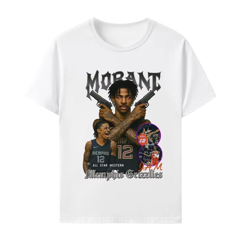 

2025 Jamolant Short Sleeve T-shirt Basketball New Youth JA MORANT Clothes No. 12 Men s Casual Graphic T-shirt XXXXL