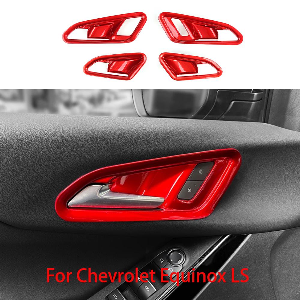 4PCS Red Inner Door Handle Bowl Frame Cover Trim For Chevrolet Equinox LS 2025 2026 Automotive Interior Accessories LHD