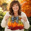 Bright Color Pumpkin Pendant Fall Welcome Sign, Thanksgiving Door Hanger, Wooden Decor Weather-resistant Sign Hanging Porch for Autumn Harvest