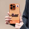 Applicable to iPhone17Promax mobile phone case Apple 16 leather pattern autumn and winter dachshund 15/14 orange new model