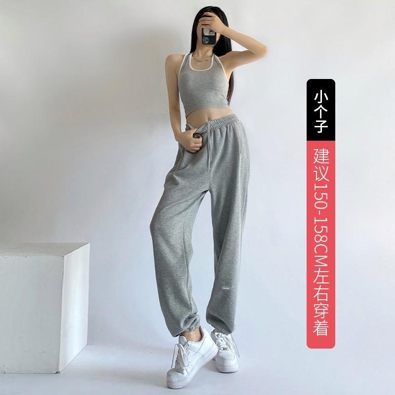 Sweatpants women's drape pants women's spring and autumn new high-waisted straight casual sweatpants small narrow wide-leg pants