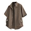 Men's Functional Pocket Short Sleeve Shirt - Casual Button Up Top
