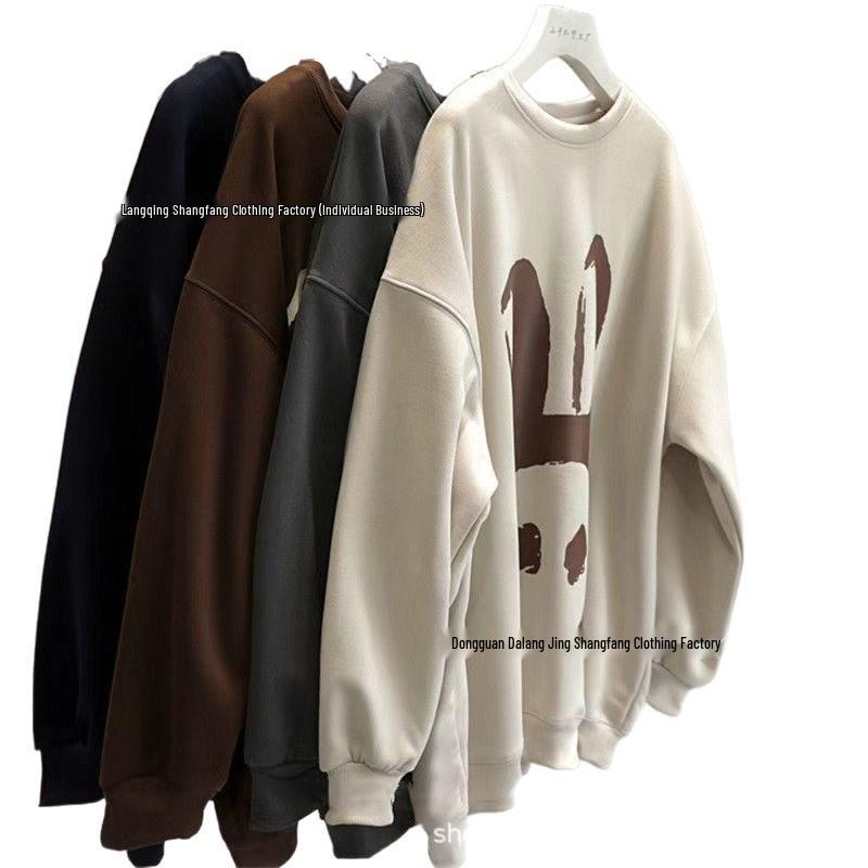 Women s 2025 Trendy Spring & Autumn Loose Fit Velvet Hooded Sweatshirt - Elegant Korean Style One size