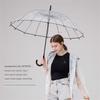 Transparent Long-Handle Umbrella with 16 Reinforced Ribs, Fresh Style, 8-Rib Transparent Umbrella, Fresh Sun Umbrella, Unisex Long-Handle