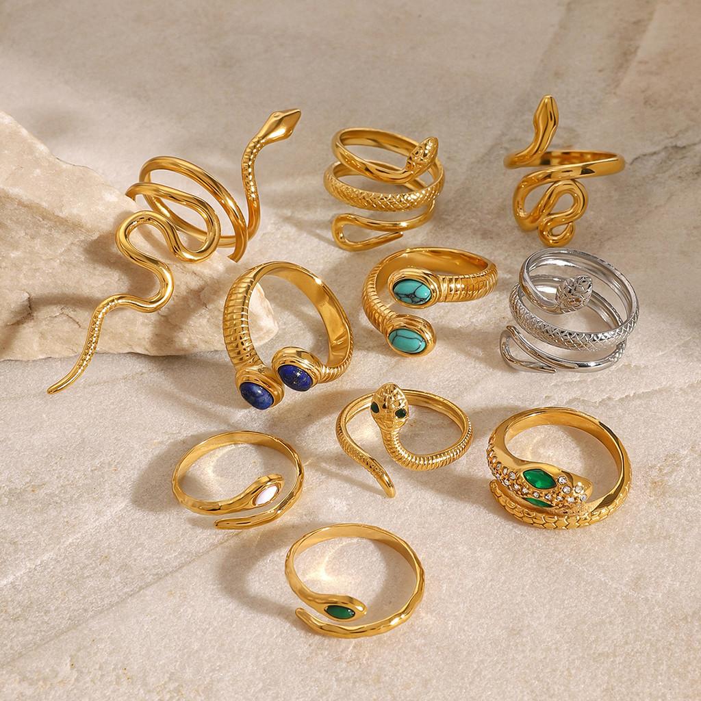 And Versatile Fashionable Stainless Steel Snake Ring Featuring Unique Geometric Shape For Women