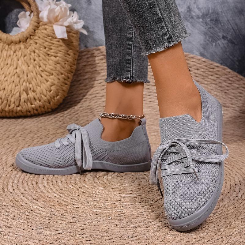 Plus Size Wide Toe Fat Foot Sneakers Women's Round Toe Mesh Breathable Non-slip Soft Sole Soft Side Flats
