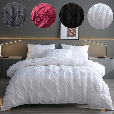 2/3 Pieces of Fashionable, Simple and Versatile Solid Color Jacquard Patterned Quilt Cover Three-piece Set, Suitable for Bedroom