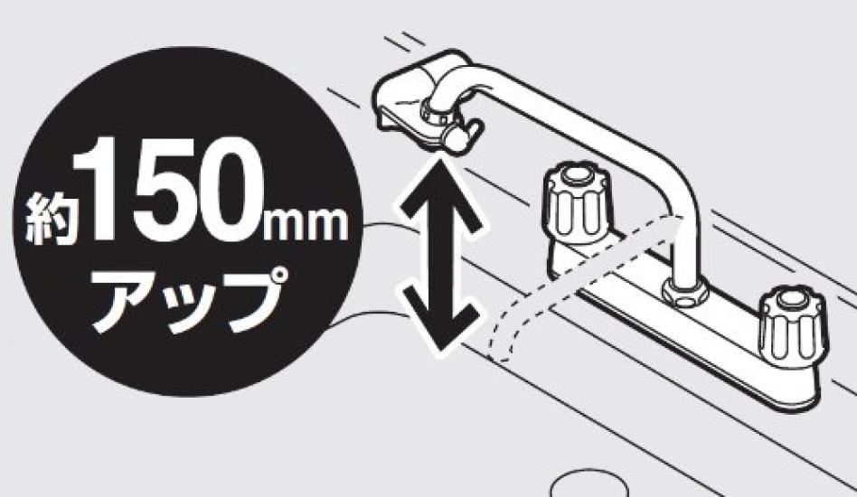 SANEI Countertop Mixer Tap Pipe with Aerator and Splash 19mm (Sanei) Guard, Diameter, PA231H-61X24-19