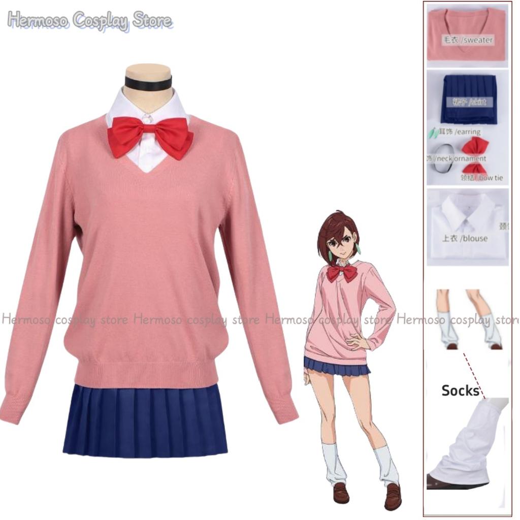 Anime Momo Ayase Costumes de Cosplay Perruque Dan Da Dan Pull Jupe Boucles d'oreilles Ensemble Ornement de Cou Fête d'Halloween Jeu de Rôle Uniformes