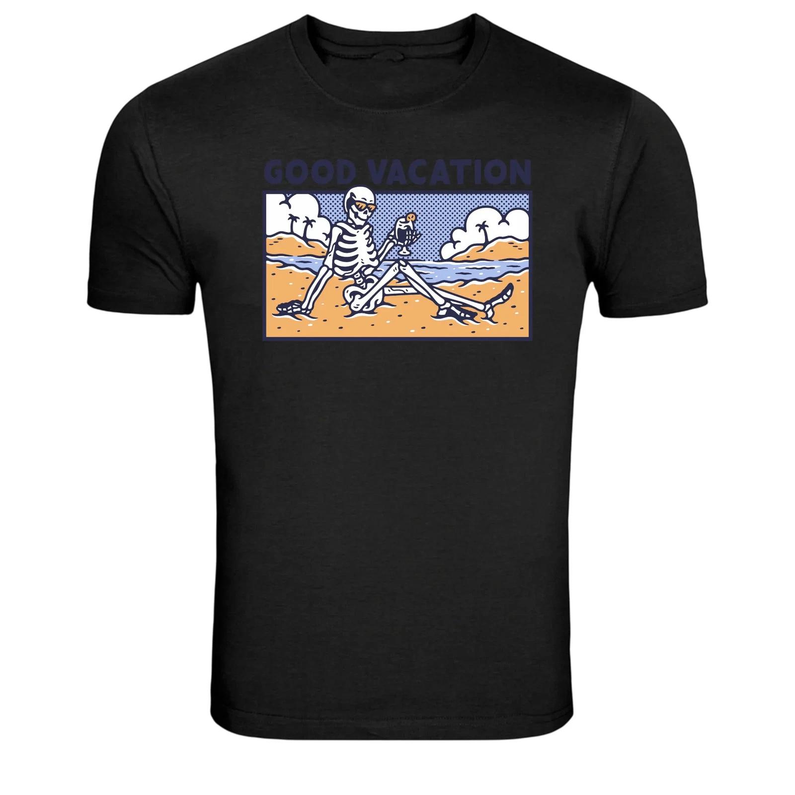 Good Vacation Skeleton Beach Cocktail Graphic T-Shirt XS
