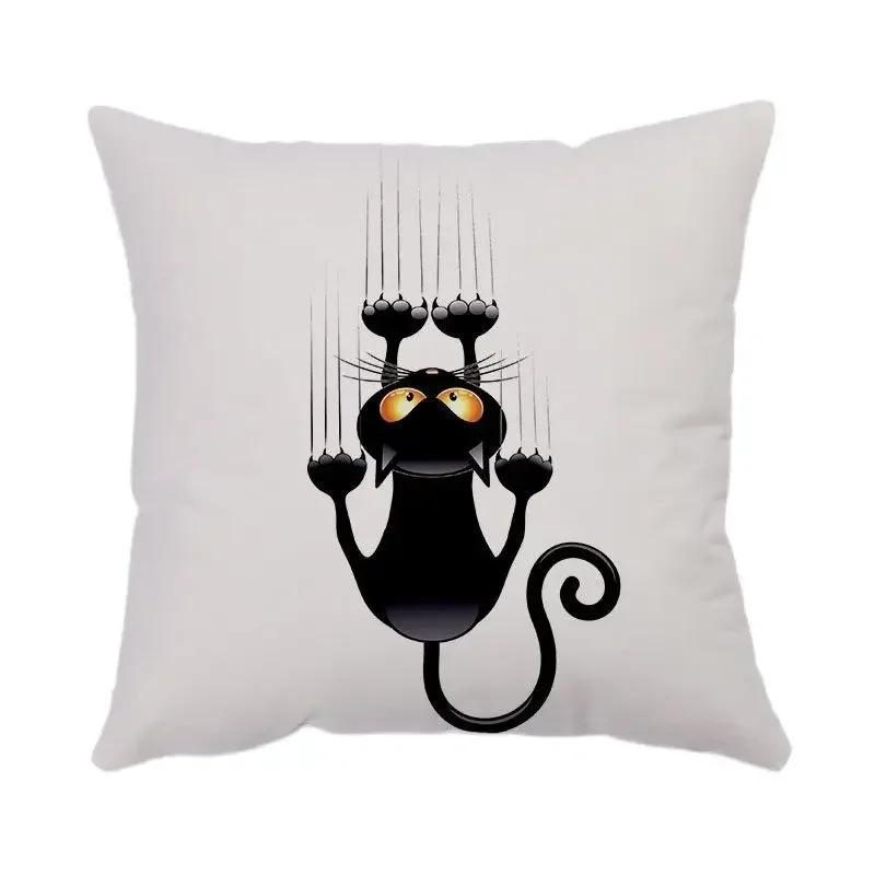 

Мультяшный принт кота Наволочка Современная простая декоративная наволочка Офисный диван Сиденье Спальня Домашнее украшение наволочка 66x66cm жёлтый