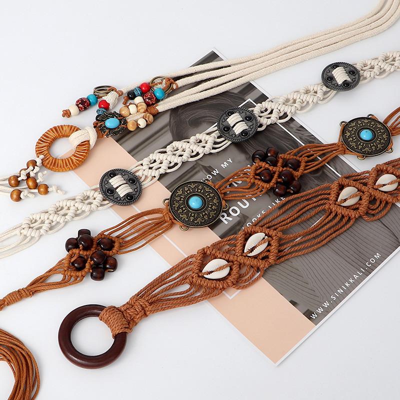 Rope White Woven Waist Belt For Summer Casual Women Accessory Fashion