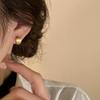 2023 New Trend: Women's Frosted Curved Brushed Metal Stud Earrings & Semi-Circle Ear Cuffs