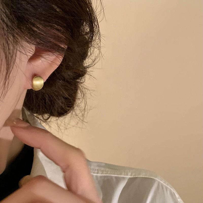 2023 New Trend: Women's Frosted Curved Brushed Metal Stud Earrings & Semi-Circle Ear Cuffs