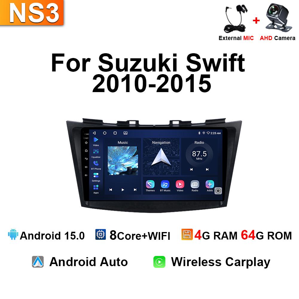 For Suzuki Swift 4 2010 2011-2015 Android 15 Auto CarPlay Car Radio GPS Multimedia DSP Video Player Navigation IPS Touch Screen