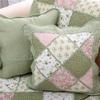 Quilted Backrest Cushion Cover, Cotton, Green Patchwork, No Insert