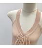 Design-Conscious Pink Pleated Halter Neck V-Neck Open-Back Slim Camisole for Women - New 2026 Summer Style