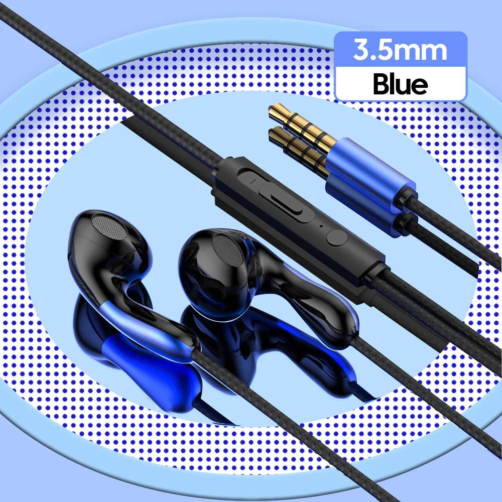 

Проводные наушники-вкладыши с разъемом 3,5 мм Type-C для смартфона 3.5 mm jack Port синий