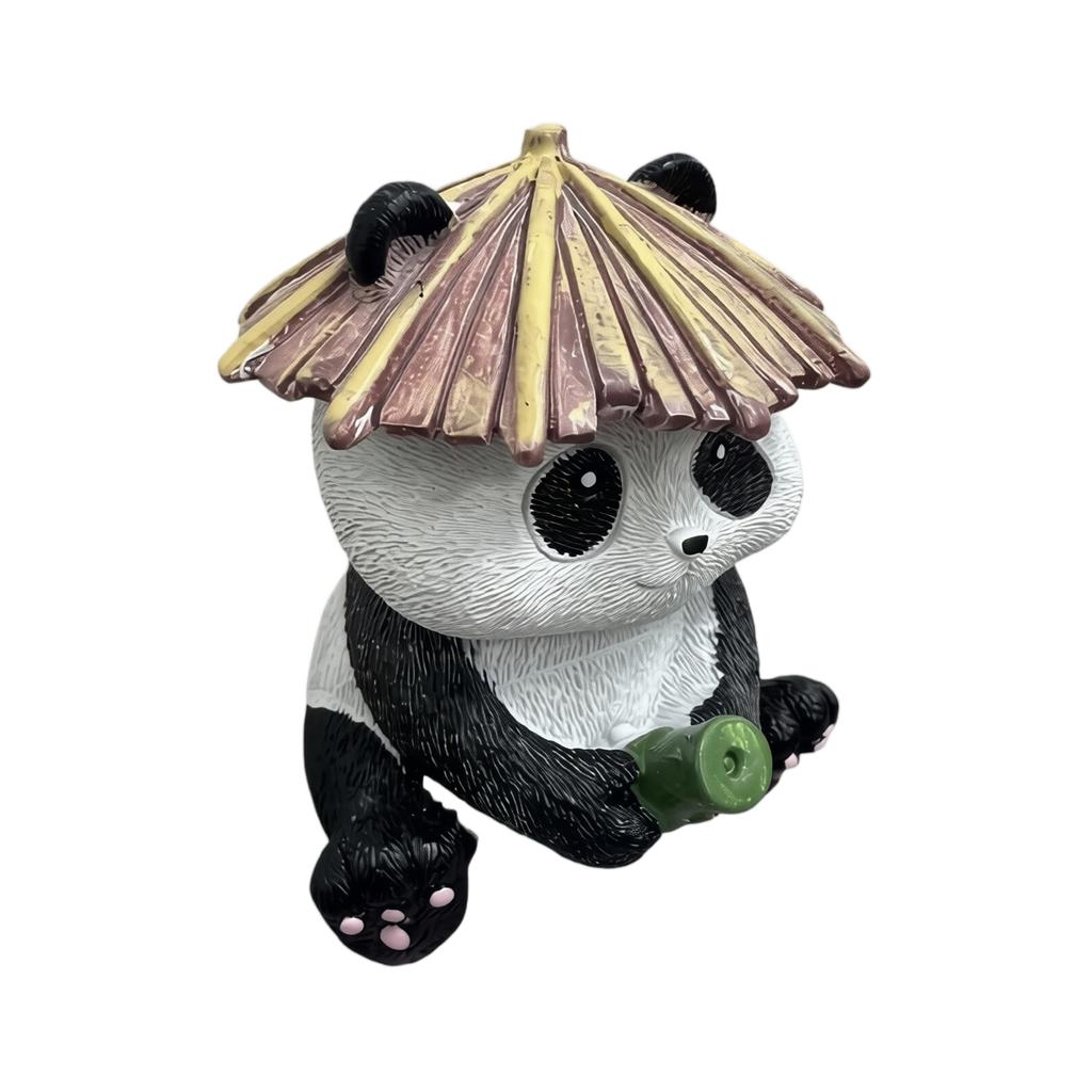 Garden Aquarium Decoration Cute Panda Figurine with Fishing Rod Outdoor Backyard Pond Ornament Resin Sculpture for Fish Tank Edge