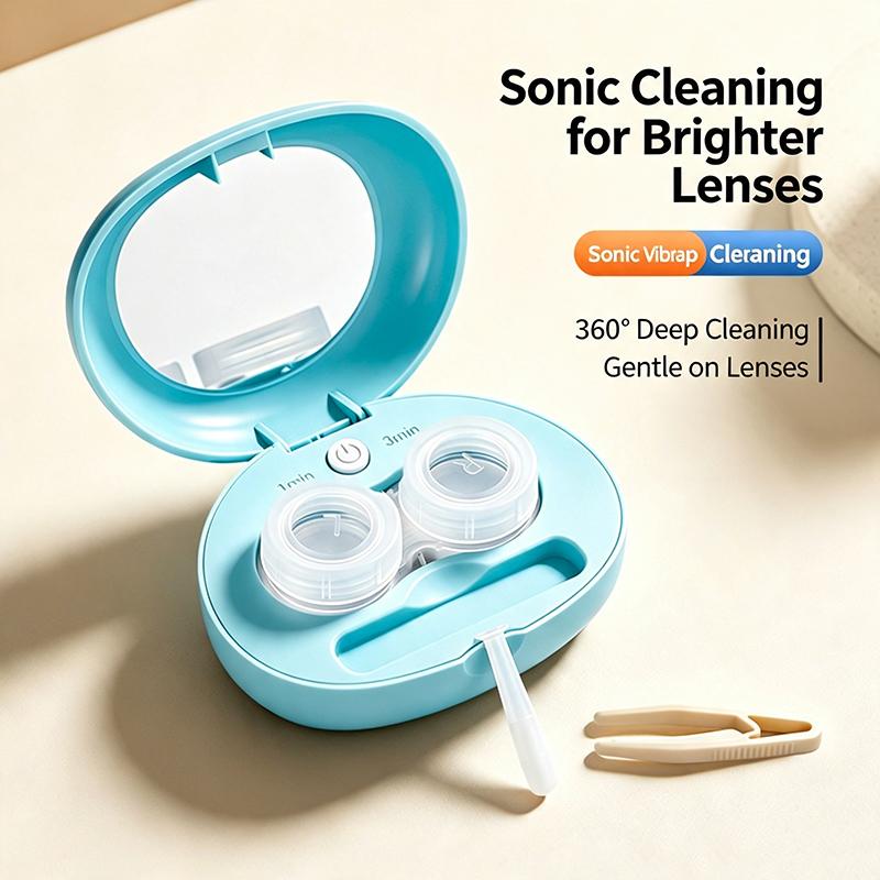 1 Set Portable Contact Lenses Case Contact Lenses Cleaner Ultrasonic With Removable Box Remove Tear Protein Cleaning Machine
