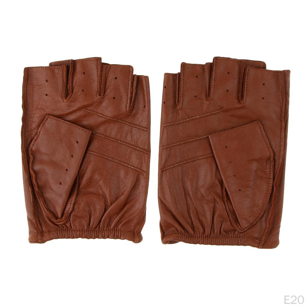 Faux Leather Mens Womens Biker Fingerless Cycle Gloves