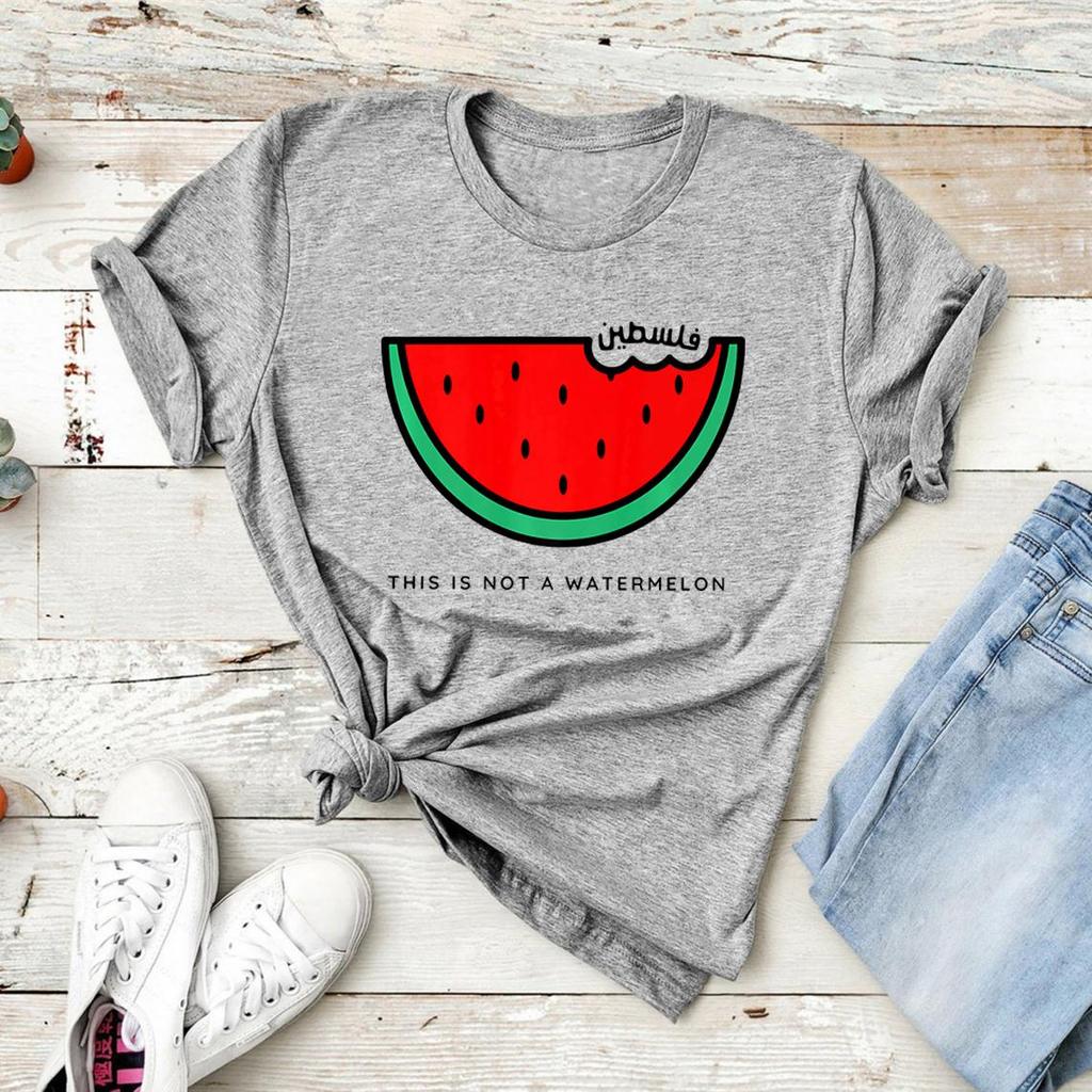 Maglietta divertente con anguria Questa non è una maglietta con anguria Maglietta con pace e amore Maglietta con grafica a manica corta sui diritti umani Streetwear