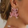 Full Diamond Frog Stud Earrings Y1K Personality Versatile Style Design Animal Earrings