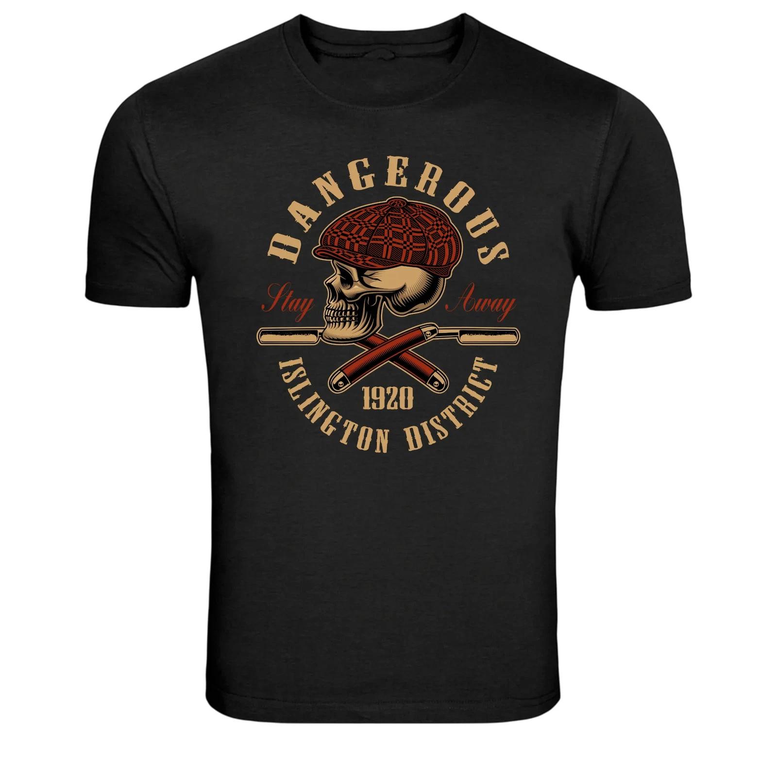 

Dangerous Skull Barber Straight Razor Graphic T-Shirt 4XL
