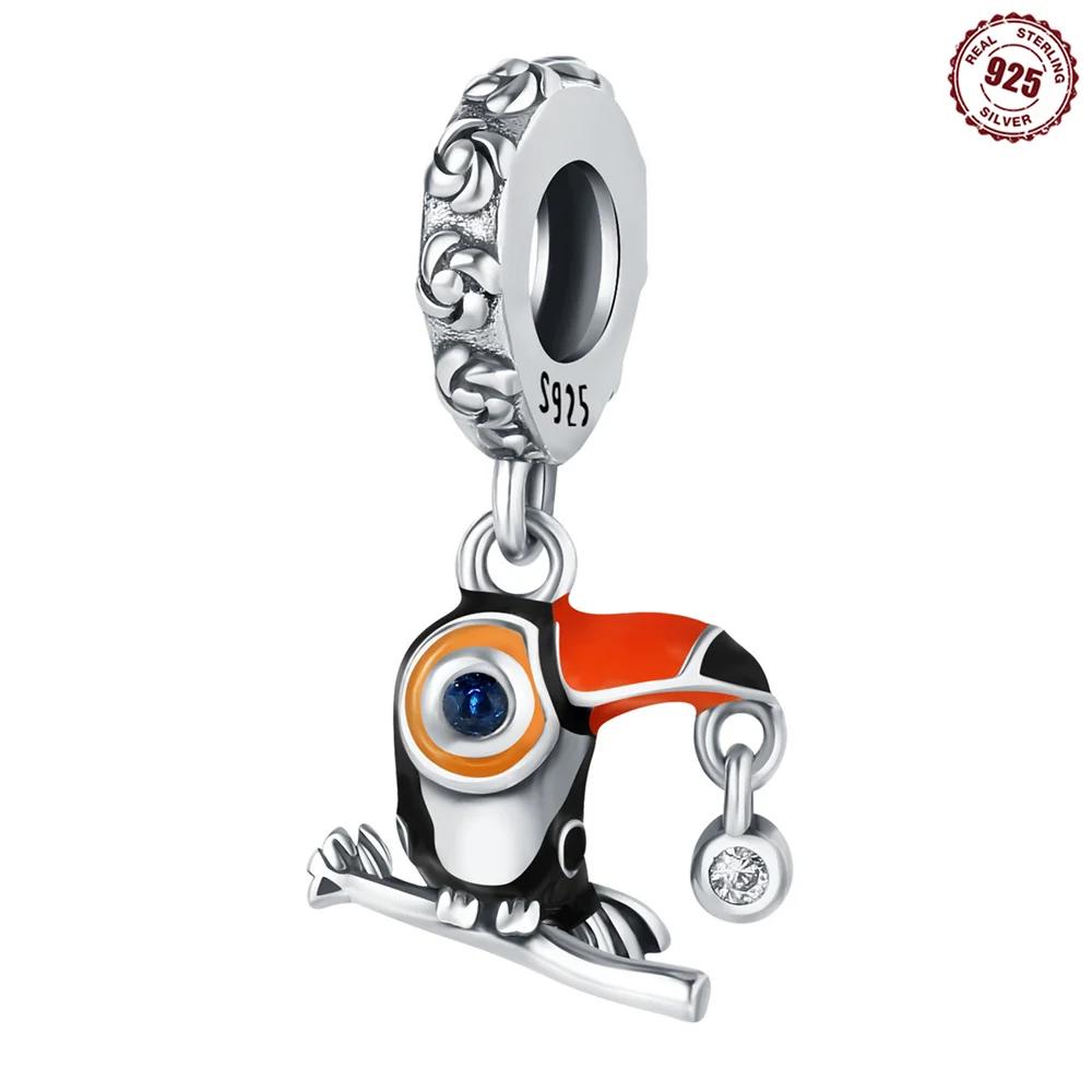 Copper Colorful Phoenix Parrot Owl Charm Pendant Beads Fit Charm Original Bracelet For Women Jewelry Making