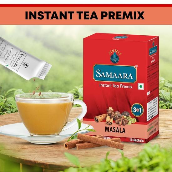 Samaara Instantowa Herbata w Saszetkach | Proszek Czarnej Herbaty Assam o Smaku Masala | Pudełko 10 Saszetek 150g