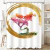 Watercolor Tree Shower Curtain Bathroom Decor Hand-Painted Wall Hanging Art Print For Home Decoration Size: 180X180Cm (72X72In)